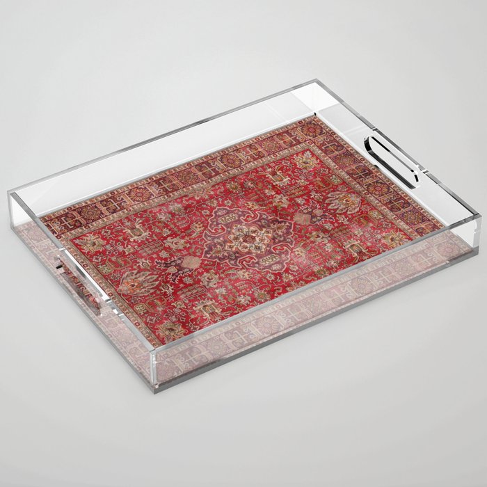 Vintage red geometric carpet Acrylic Tray Gallery Image 1