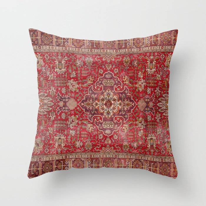 Vintage red geometric carpet Throw Pillow Gallery Image 6