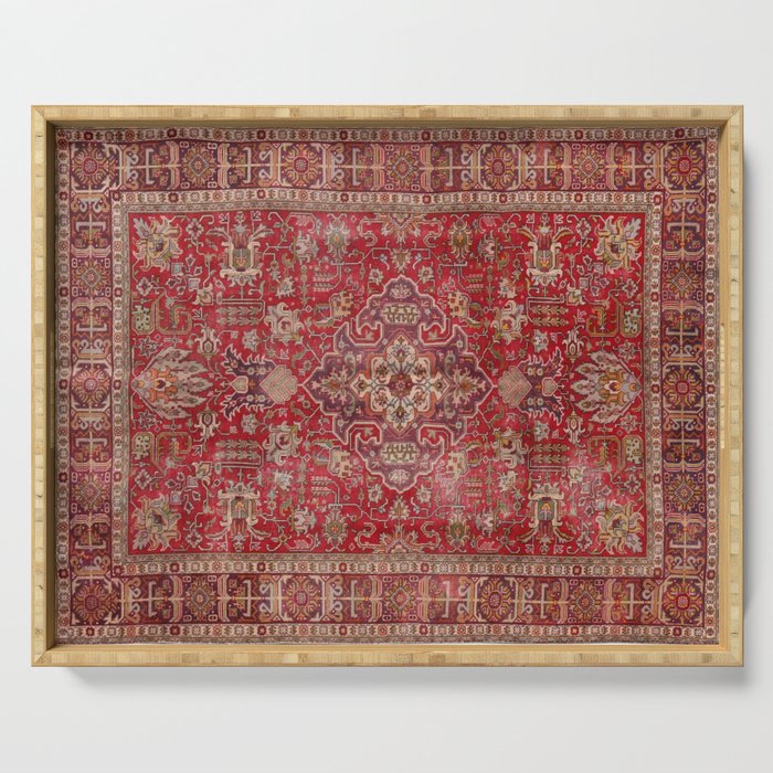 Vintage red geometric carpet Serving Tray Gallery Image 1