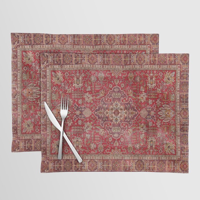 Vintage red geometric carpet Placemat Gallery Image 1