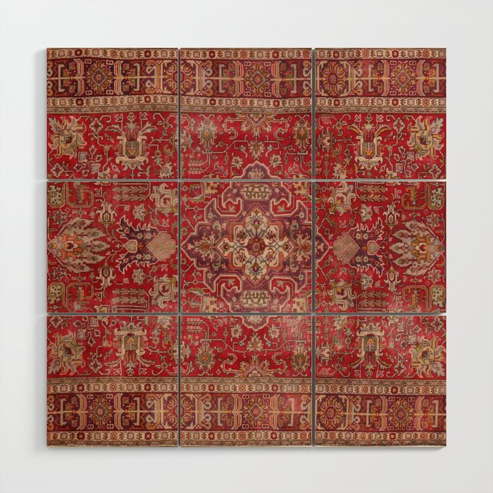 Vintage red geometric carpet Wood Wall Art Gallery Image 1