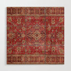 Vintage red geometric carpet Wood Wall Art Gallery Image 1
