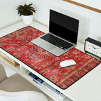 Vintage red geometric carpet Desk Mat Gallery Image 2