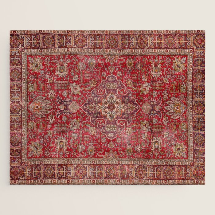 Vintage red geometric carpet Jigsaw Puzzle Gallery Image 1
