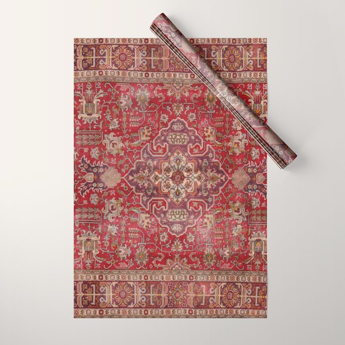 Vintage red geometric carpet Wrapping Paper Gallery Image 1