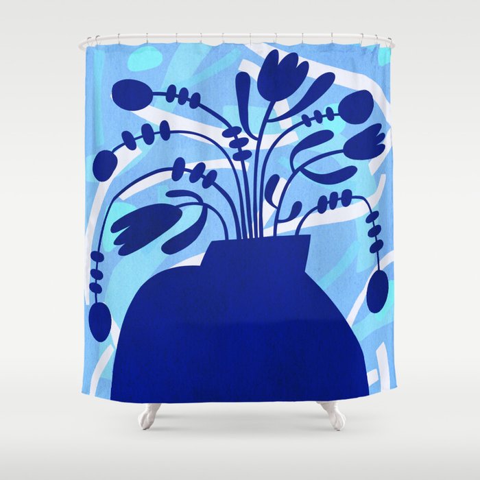Blossom15-blue Shower Curtain Gallery Image 1