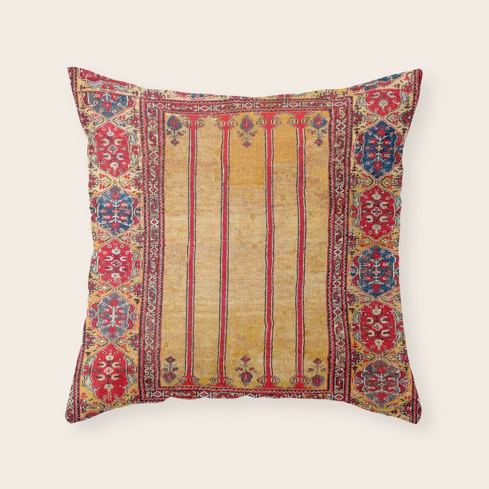 Ladik Central Anatolian Column Rug Print Throw Pillow Gallery Image 6