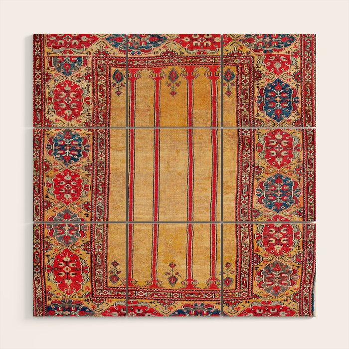 Ladik Central Anatolian Column Rug Print Wood Wall Art Gallery Image 1