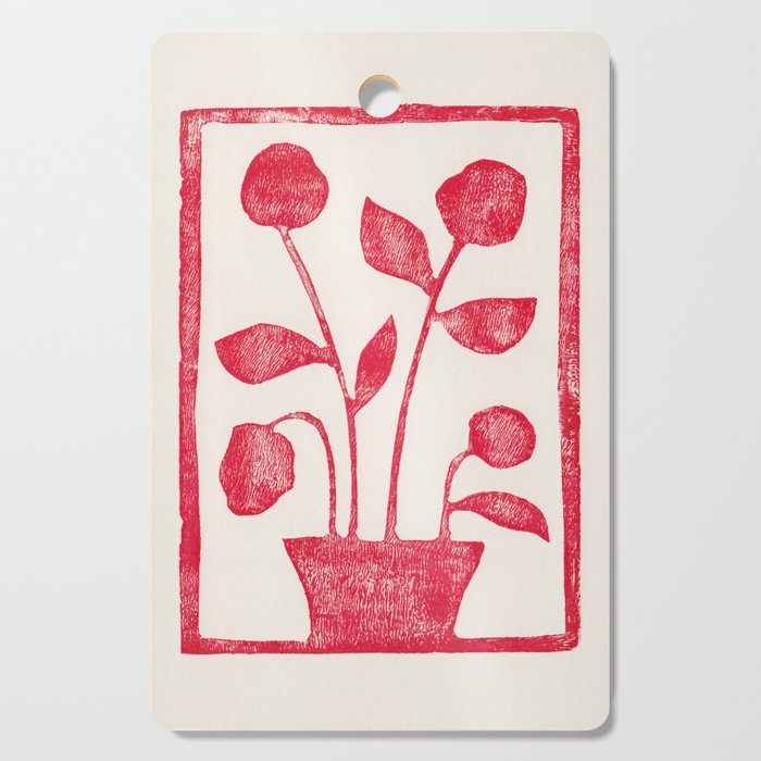 Red Roses / Lino Print Cutting Board Gallery Image 1