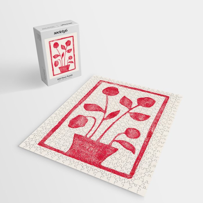 Red Roses / Lino Print Jigsaw Puzzle Gallery Image 2