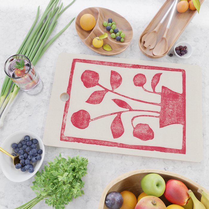 Red Roses / Lino Print Cutting Board Gallery Image 2