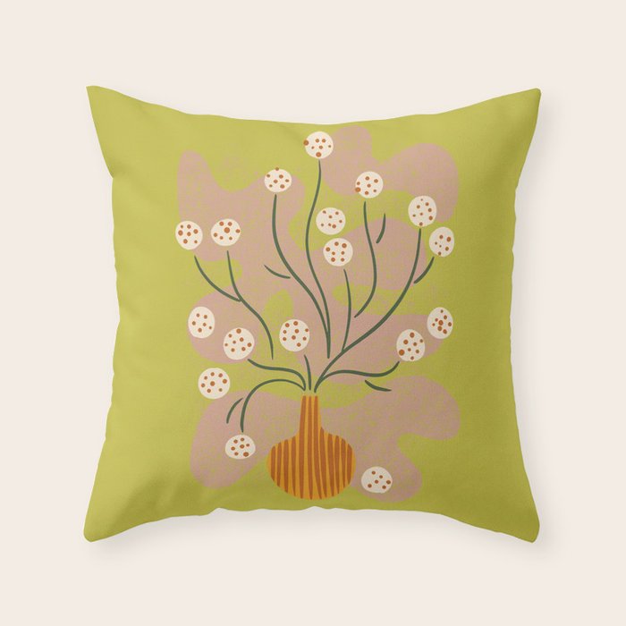 Round Flower Still Life Throw Pillow Gallery Image 6