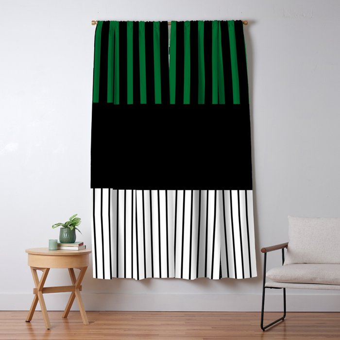 Colour Pop Stripes in Green - White and Black Window Curtain Gallery Image 5