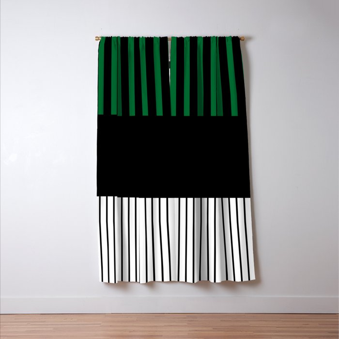 Colour Pop Stripes in Green - White and Black Window Curtain Gallery Image 3