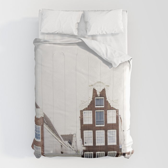 Crooked Amsterdam Houses | Architecture Art Print | Travel Photography Comforter Gallery Image 1
