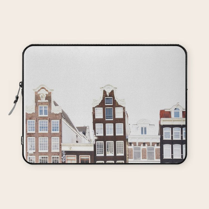 Crooked Amsterdam Houses | Architecture Art Print | Travel Photography Laptop Sleeve Gallery Image 1