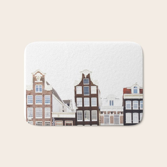 Crooked Amsterdam Houses | Architecture Art Print | Travel Photography Bath Mat Gallery Image 1