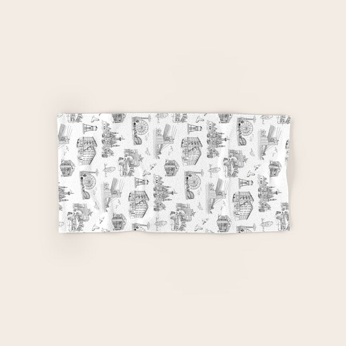 Brooklyn Toile - Black and White Bath Towel Gallery Image 1