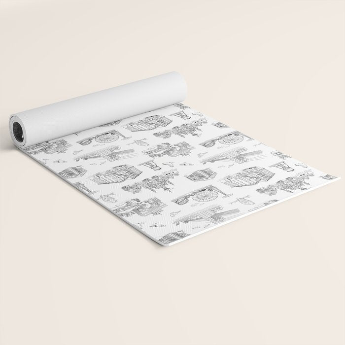 Brooklyn Toile - Black and White Yoga Mat Gallery Image 2