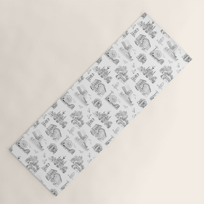 Brooklyn Toile - Black and White Yoga Mat Gallery Image 1