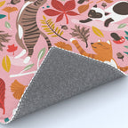 Autumn joy // light pink background cats dancing with many leaves in fall colors Rug Gallery Image 4
