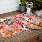 Autumn joy // light pink background cats dancing with many leaves in fall colors Outdoor Rug Gallery Image 2