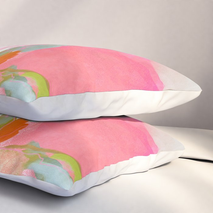 Floral abstract pink art Pillow Sham Gallery Image 3