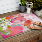Floral abstract pink art Outdoor Rug Gallery Image 2