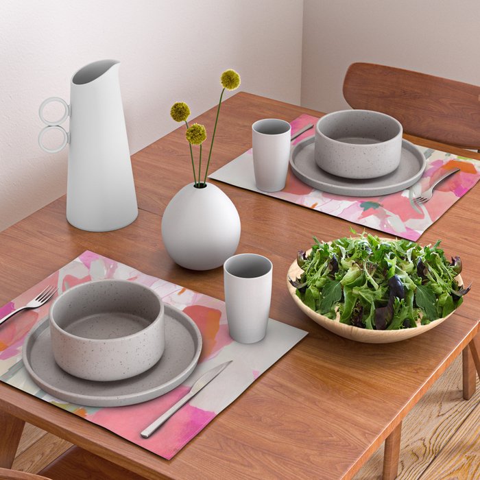 Floral abstract pink art Placemat Gallery Image 2