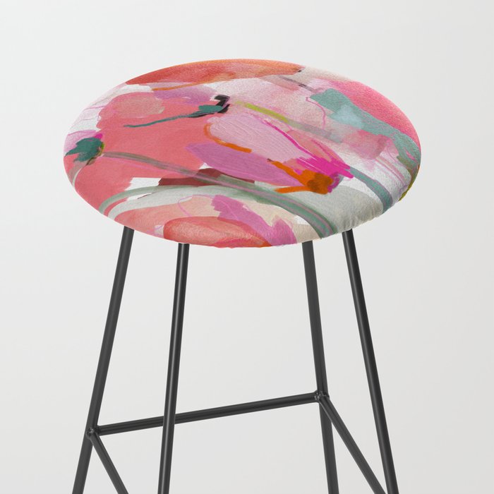 Floral abstract pink art Stool Gallery Image 2