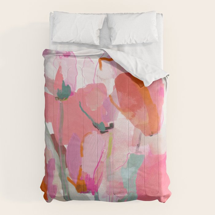 Floral abstract pink art Comforter Gallery Image 6