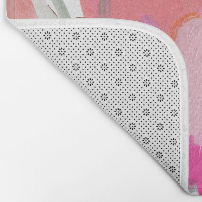 Floral abstract pink art Bath Mat Gallery Image 2