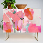 Floral abstract pink art Credenza Gallery Image 1