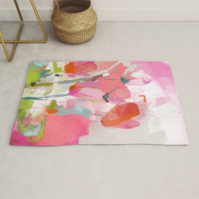 Floral abstract pink art Rug Gallery Image 1