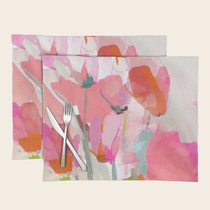 Floral abstract pink art Placemat Gallery Image 1