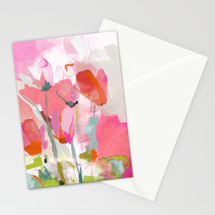 Floral abstract pink art Stationery Card Gallery Image 2