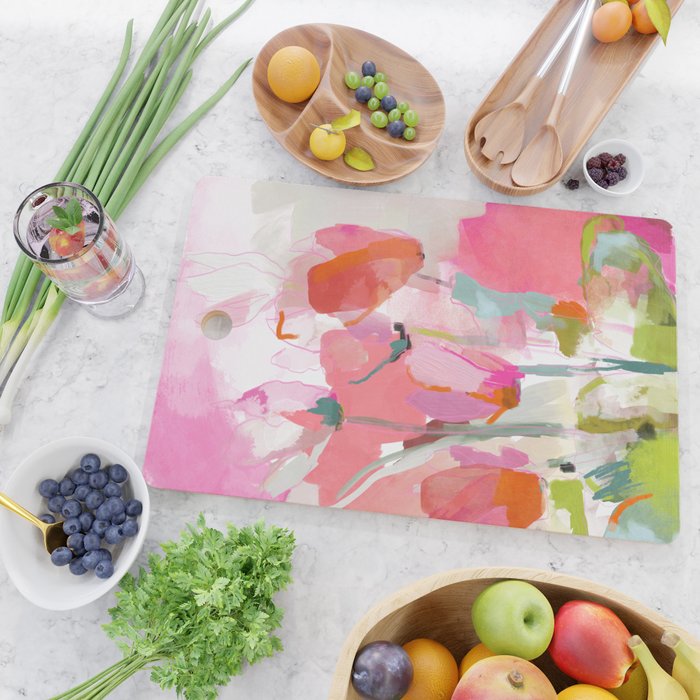 Floral abstract pink art Cutting Board Gallery Image 2