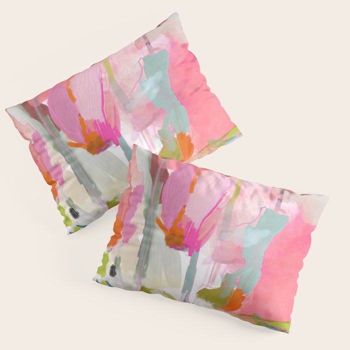Floral abstract pink art Pillow Sham Gallery Image 3
