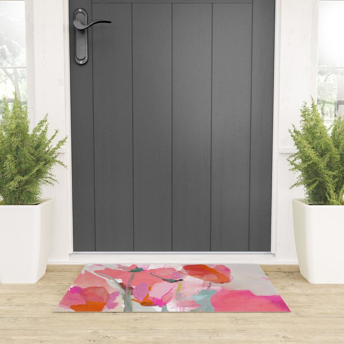 Floral abstract pink art Welcome Mat Gallery Image 3