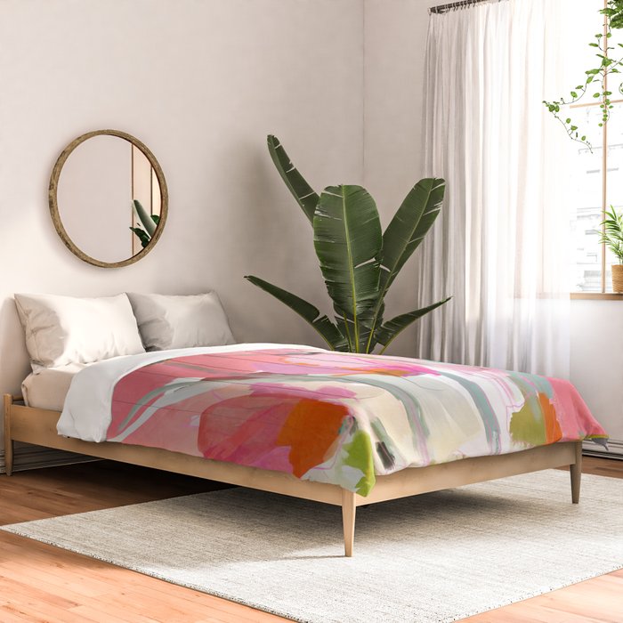 Floral abstract pink art Comforter Gallery Image 2