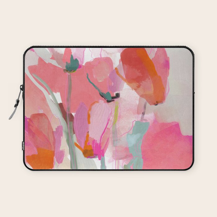 Floral abstract pink art Laptop Sleeve Gallery Image 1