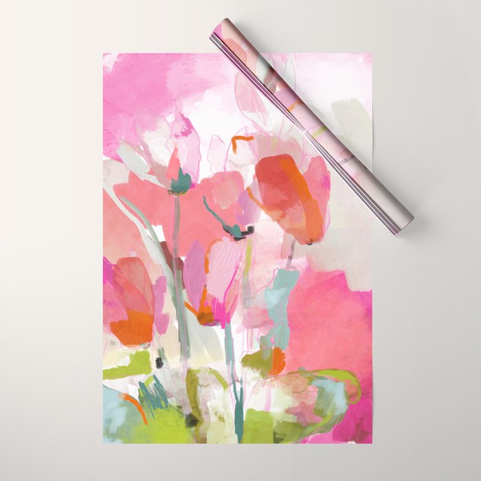Floral abstract pink art Wrapping Paper Gallery Image 1