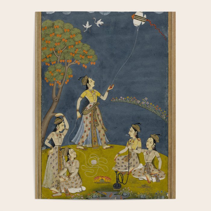 Painting of Five Women by a River with a Kite and Hookah Poster Gallery Image 1
