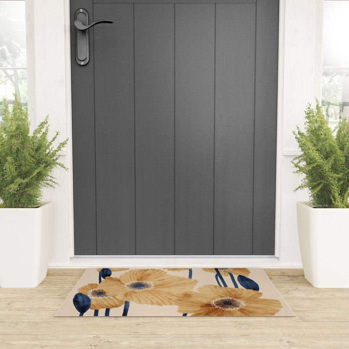 Poppies flowers watercolor Welcome Mat Gallery Image 3