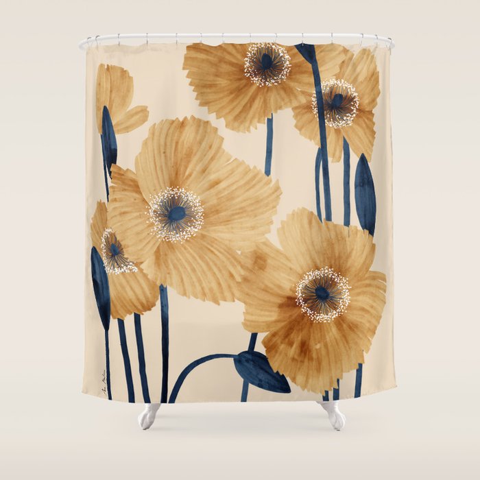 Poppies flowers watercolor Shower Curtain Gallery Image 1