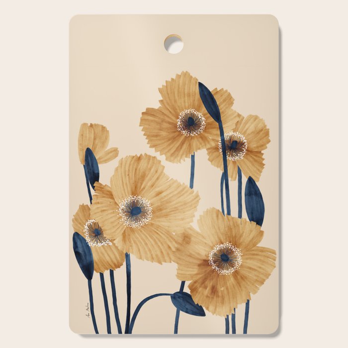 Poppies flowers watercolor Cutting Board Gallery Image 1