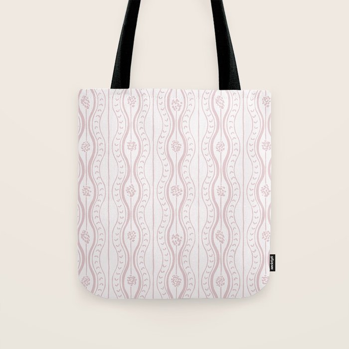 Wavy lines and tiny blooms - soft blush baby pink tones pattern Tote Bag Gallery Image 1