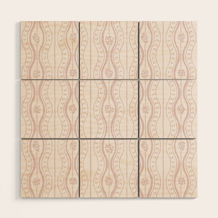 Wavy lines and tiny blooms - soft blush baby pink tones pattern Wood Wall Art Gallery Image 1