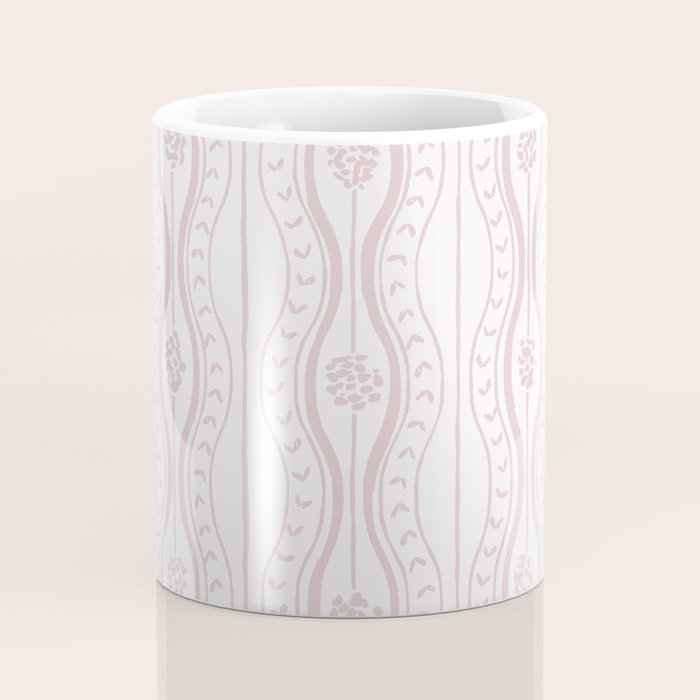 Wavy lines and tiny blooms - soft blush baby pink tones pattern Coffee Mug Gallery Image 4