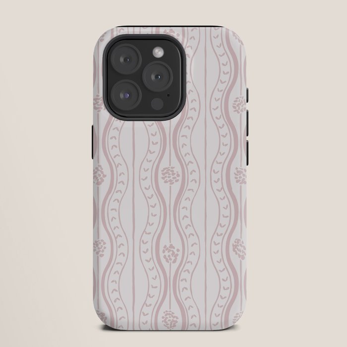 Wavy lines and tiny blooms - soft blush baby pink tones pattern iPhone Case Gallery Image 11